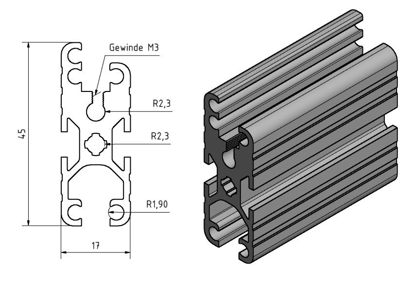 Aluminium-X-Profil (1H-90-L0)